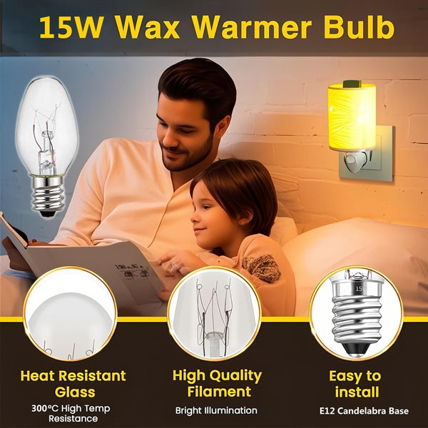 Wax Warmer Bulb - Salt Lamp Bulb - 15 Watt Light Bulbs for Scentsy Wax Warmer,C7/120V/E12 Long Lasting Nightlight Replacement Bulbs for Plug in
