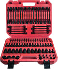 AMM 107PCS Allen and Torx Bit Socket Set, 1/4", 3/8" and 1/2" Drive,Extra Long Torx/Tamper Proof Torx/Hex/Ball End Hex,Sae/Metric Socket Set, S2