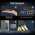 Binardat 4 Port 2.5G Web Managed Switch with 2X10G SFP+ Slot, Ultra-Mini Size, Support Trunk/Lacp/Vlan/Qos, Metal Multi-Gigabit Desktop/Wallmount