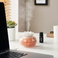Essential Oil Diffusers Aromatherapy Diffuser: Vyaime Salt Lamp Diffuser for Home Bedroom Office, Pink Crystal Himalayan Cute Lotus Auto Shut-Off