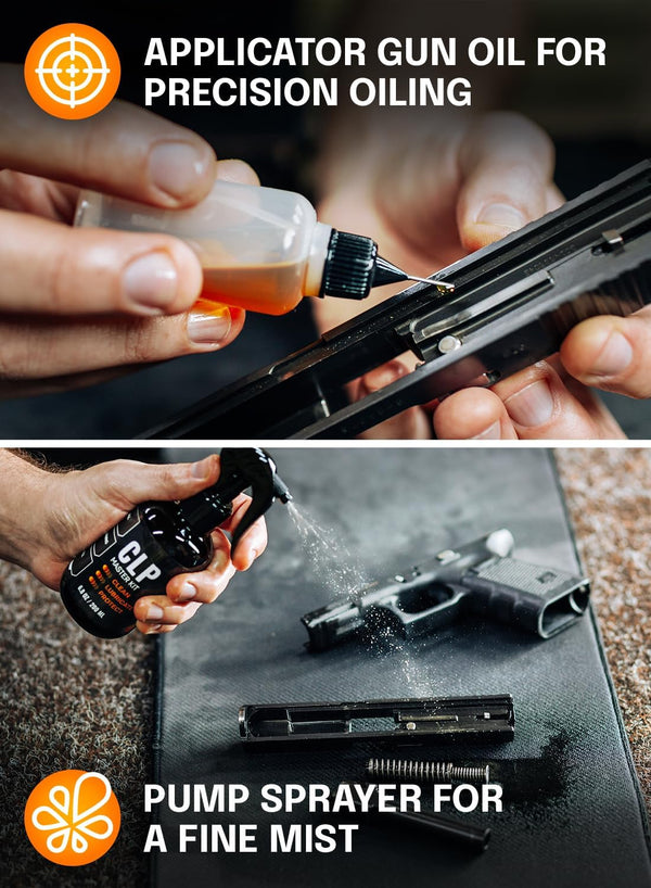 Clp Gun Cleaning Oil Kit 3-In-1 Cleans, Lubes, Protects - 6.8 Oz Sprayer Clp Gun Cleaner and Lubricant, Needle Oiler, Cleaning Patches, Cleaning