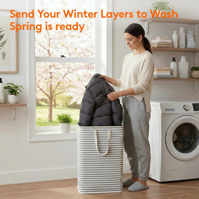 Lifewit 2 Pack Laundry Hamper Large Collapsible Laundry Baskets, Freestanding Waterproof Clothes Hamper with Easy Carry 