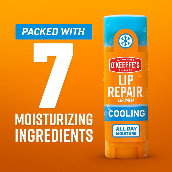 O'Keeffe'S Lip Repair Lip Balm with Cooling Relief for Dry, Cracked Lips - Stick (2 Pack) - Moisturizer for Very Dry Lips