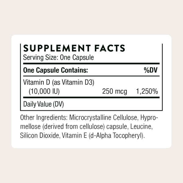 THORNE Vitamin D3 Supplement - Supports Healthy Bones, Teeth Muscles, Cardiovascular & Immune Function* - Gluten, Dairy & Soy-Free - 10,000 IU -
