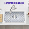 JUSTOGO Silicone Sink Protector, Non-Slip Heat Resistant Kitchen Sink Mat Grid Accessory, Center Drain (24.8"X 13"), Grey