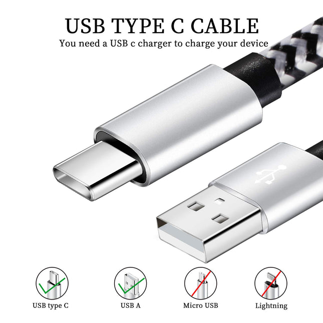 USB Type C Cable, 5 Pack (6FT) Nylon Braided USB C Cables 3A Fast Charging Charger for Samsung Galaxy S9/S8 Note8/9 20 1