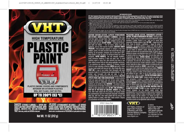 VHT Duplicolor ESP821007 Red High Temperature Plastic Paint, 11. Fluid_Ounces