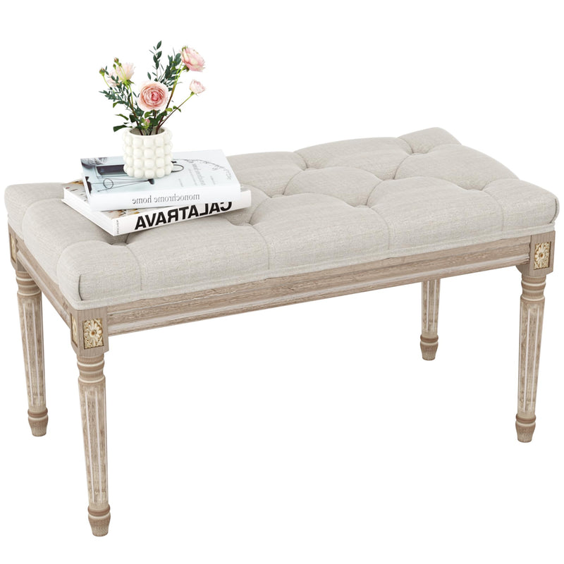 Yusong Upholstered Bench,Bedroom Bench for End of Bed,Piano Bench Dining Bench Entryway Shoe Bench with Button Tufted Padded Seat for Living Room,
