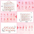 3Pcs Cotton Quilted Makeup Bag for Women Girls Large Small Travel Floral Cosmetic Bags Set Cute Coquette Pink Makeup Pouch for Purse Aesthetic