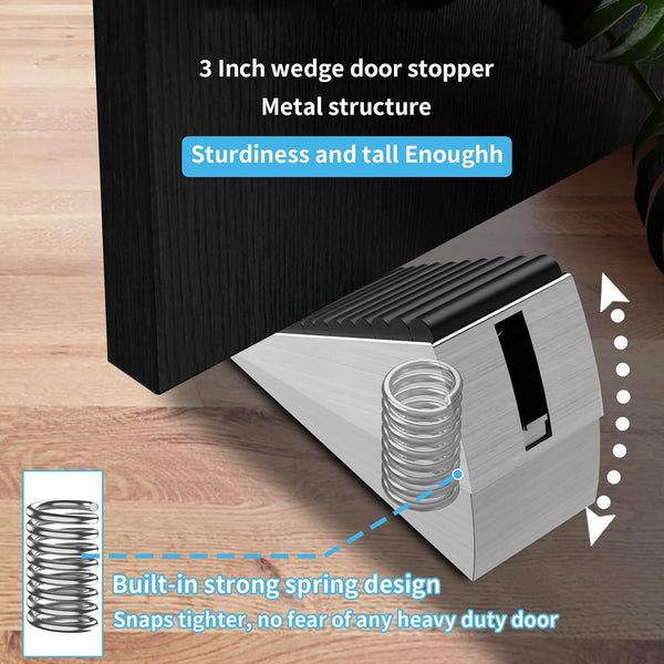Strongest Adjustable Spring Loaded Large Door Stopper - Heavy Duty Tall Door Stop Wedge Door Stoppers for Bottom of Doors,Tall up to 3 in Doorstop