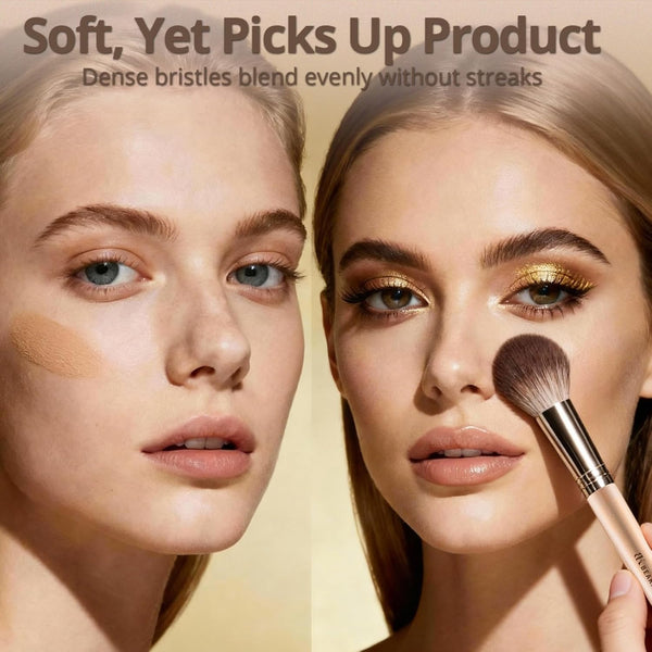BEAKEY Vegan Makeup Brush Set: Soft Synthetic Brushes for Foundation & Eyeshadow, High-Density, Precise, Easy to Clean, Durable Handles