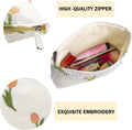 2 Pcs Makeup Bags, Large Cosmetic Bag Travel Toiletry Bag Organizer for Women, Embroidery Craft, Floral Makeup Bag Small Cosmetic Pouch Purse with