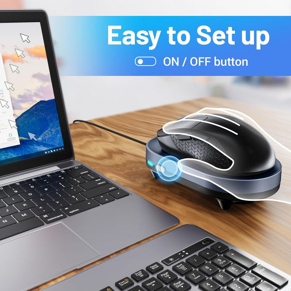 HONKID Undetectable Mouse Jiggler - Auto Mover with On/Off Switch & USB Port, No Software Needed, Prevent Sleep/Lock for Home Office &