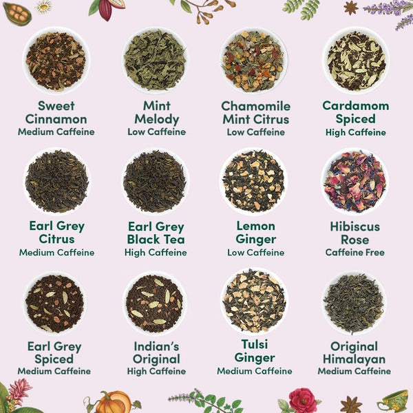 VAHDAM, Assorted Tea Gift Set | Classic Box - 24 Unique Flavor in Individually Wrapped Pyramid Tea Bags | Ideas for Tea Lovers | Gifts for Women & Men