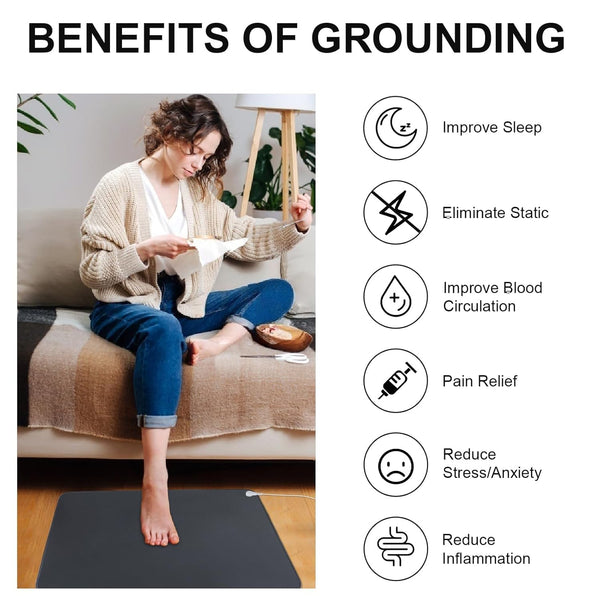 Professional Grounding Mat for Sleep - Improve Sleep Quality, Reduce Stress Fatigue Anxiety, Balanced Energy, Durable Conductive Carbon Grounding