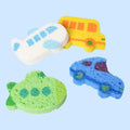 4 PCS Cartoon Car Bath Sponge for Kids,Transportation Cute Shape Compressed Cellulose Shower Sponges for Baby,Soft and Funny
