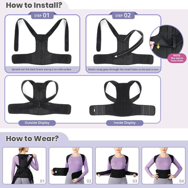 Back Brace for Women Men Posture Corrector Improve Posture Lumbar Support Shoulder Lower Upper Back Pain Relief