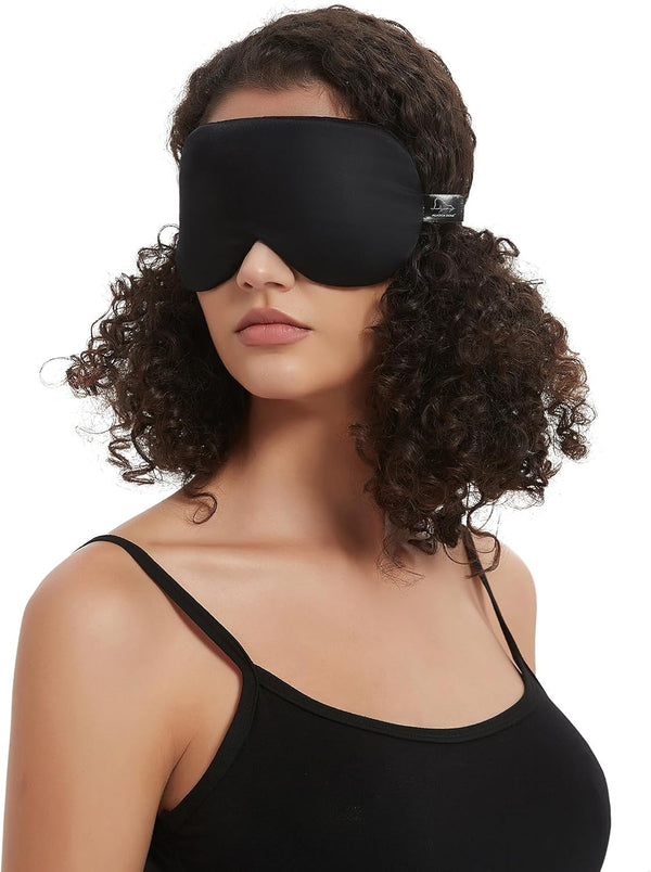 Alaska Bear Sleep Mask Silk Cover Eye Contour Built-In No Pressure for Sleeping, Upgrade over Conventional Flat Satin Eye Masks, Machine Washable