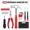25 Piece Tool Set, Small Home Tool Kit for Men Women, Mini Basic Household Hand Tools Kit with Plastic Tool Box for All Purpose, Repair