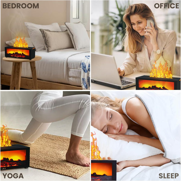 Fireplace Humidifier Diffuser, 7 Colors Flame Diffuser for Essential Oils, Fire Aroma Diffuser with Remote, Air Humidifiers Aromatherapy Diffuser