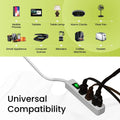 Go Green Power Inc. 2.5Ft 3-Outlet Power Strip - Compact, Durable, Ideal for Travel & Home Use with Right-Angled Plug and Circuit Breaker - GG-13002MS