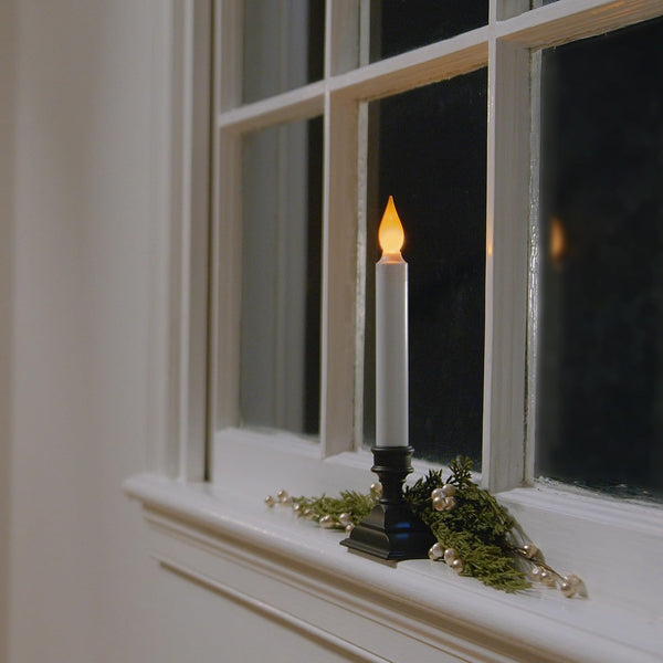 612 Vermont Battery Operated LED Window Candles with Flickering Amber Flame, Automatic Timer, 9.75 Inches Tall, VT-1206A (Pack of 4, Antique Bronze)