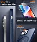 SPIDERCASE Designed for Iphone 13/14 Case, Magnetic Translucent with 2PCS Tempered Glass Screen Protector Anti-Fingerprint Anti-Scratch Phone