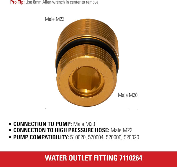 Simpson Cleaning 7110264 Water Oulet Fitting for OEM Technologies Axial Cam Pressure Washer Pumps, Gold