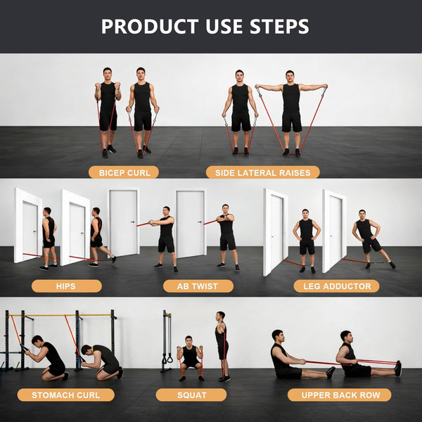 VEICK Resistance Bands, Exercise Bands, Workout Bands Set for Working Out with Handles for Men Women, Elastic Exercising Bands for Fitness Weights