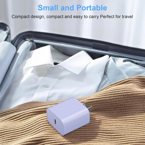 [2 Pack] Iphone 15 14 13 12 11 Charger Block, USB C Wall Charger 20W PD Power Adapter for Iphone 15/15Pro/15Pro Max/15Plus/14/13/12/11/X, Ipad-Purple