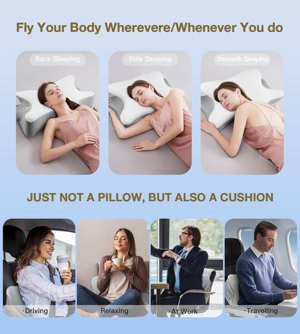 Cervical Neck Pillow for Neck and Shoulder Pain, Memory Foam Pillows for Side Sleeper, Ergonomic Pillow,Contour Orthopedic Bed Pillows for Back