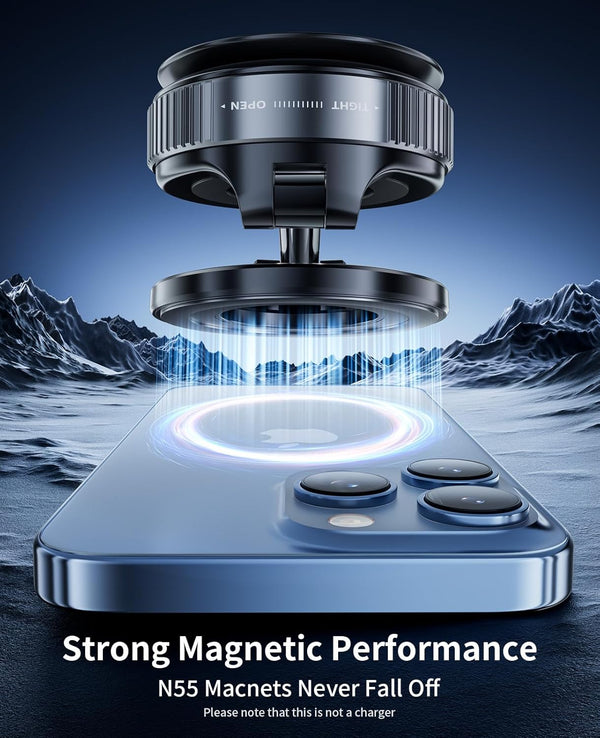 Vacuum Magnetic Phone Holder for Car,Suction Cup Phone Mount,Foldable Vacuum Magnetic Phones Stand,Magnet Car Mount for All Smartphones & All
