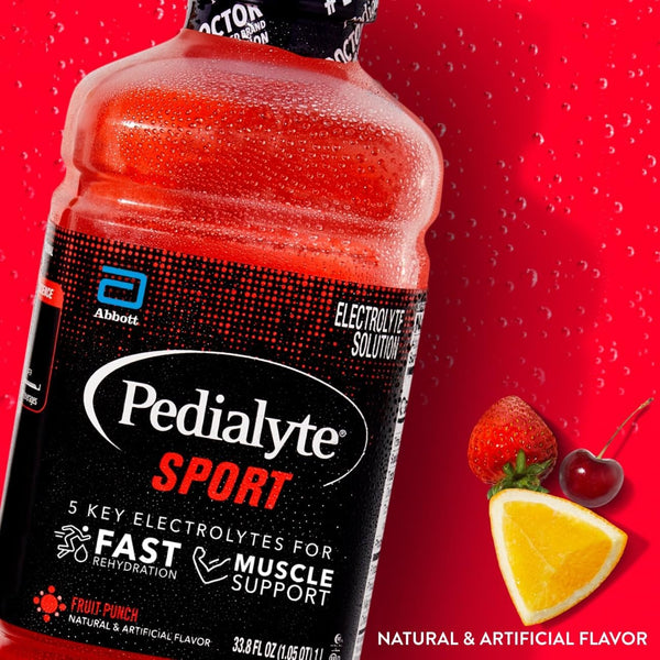 Pedialyte Sport Electrolyte Drink, Fast Hydration with 5 Key Electrolytes for Muscle Support Before, During, & after Exercise, Fruit Punch, 1