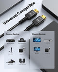 Highwings HDMI Cable 15 FT Long, 4K 8K 10K HDMI 2.1 Cord Ultra High Speed [In-Wall CL3 Rated, 8K@60Hz 4K@120Hz Video 48Gbps], Fit, Durable,