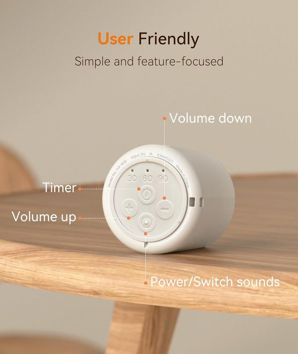 Dreamegg Portable White Noise Machine - Travel Sound Machine for Sleep, Features Powerful Battery, Egg-Sized, 16 Nature Sounds, Timer, Sound