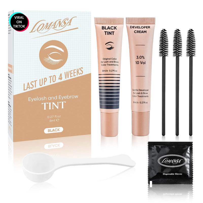 Lash Color Kit Instant Black Eyelash Color 8ml Easy to Use with Natural Results for Beginner Salon Beauty A-without eye patch