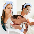Sponge Spa Headbands for Women & Wristband Set,Puffy Makeup Headband Set for Washing Face,Soft Towel Skin Care Head Band,Cute Hair Band Shower 4 Pcs