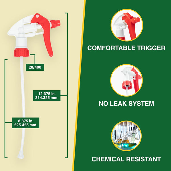 Heavy Duty 32Oz Plastic Spray Bottles for Cleaning - Large Empty Industrial Bottles for Gardening Solutions, Vinegar, Chemicals, Professional