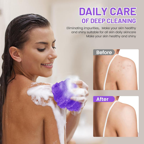 African Net Sponge, Authentic Exfoliating Body Scrubber for Bath and Shower, Multiple Textures with Gentle Deep Exfoliating and Rich Lather for