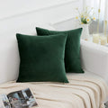 Rainroad Velvet Decorative Throw Pillow Covers Cushion Cover Pillow Case for Sofa Couch Bed Chair,Soft Square Dark Green Throw Pillows 18X18