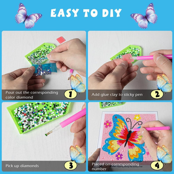 QEUOYSS Diamond Art Kit for Kids with Wooden Frame Art and Crafts for Kids Ages 6-8 -10-12 Easy to DIY Diamond Art for Kids and Adult Beginners