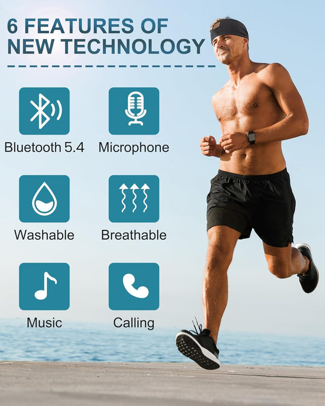 2-Pack Headband Headphones, Sleeping Headphones with Ultra-Thin HD Stereo Speaker, Bluetooth Headband Wireless for Sport
