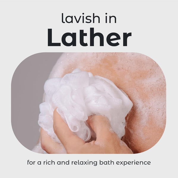 Mainbasics Bath Shower Loofah Sponge Pouf Body Scrubber Exfoliator Body Wash Sponge (Set of 3, Airy Blossom)