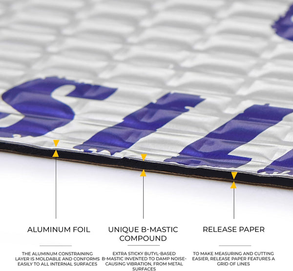 Siless 50 Mil (1.3Mm) 26 Sqft Car Sound Deadening Mat - Butyl Automotive Sound Deadener - Noise Insulation and Vibration Dampening Material ( 26 Sqft)