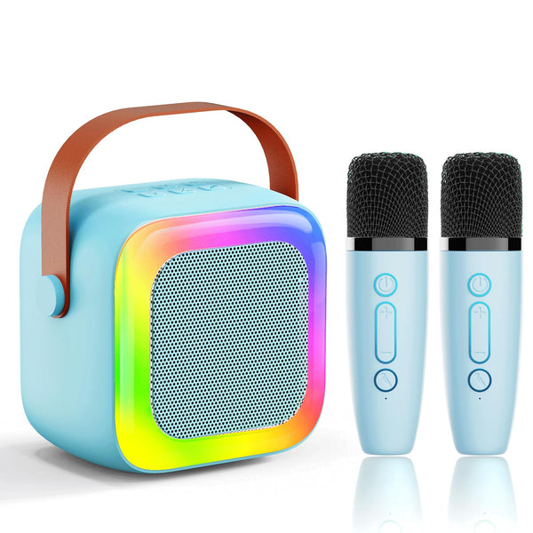 Mini Karaoke Machine for Kids Teen Adults, Kids Karaoke Machine with 2 Wireless Microphones and LED Lights Toys for Christmas Birthday Party,