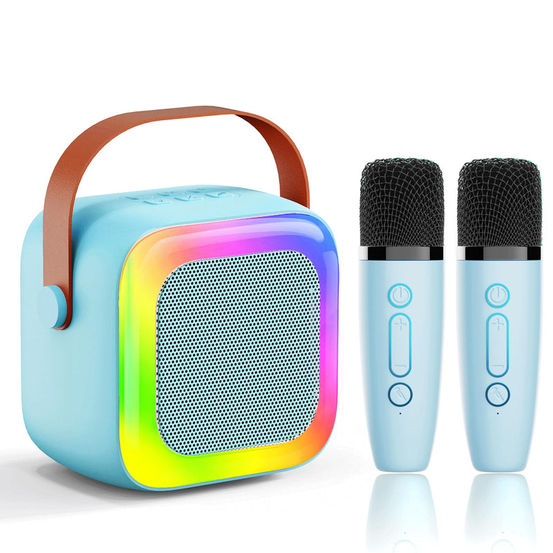 Mini Karaoke Machine for Kids Teen Adults, Kids Karaoke Machine with 2 Wireless Microphones and LED Lights Toys for Christmas Birthday Party,