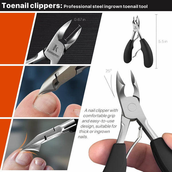 Konovo Toenail Clippers for Seniors Thick Toenails, Toe Nail Clippers Adult Thick Nails Long Handle 16Mm Wide Jaw Opening Nail Clippers Heavy Duty