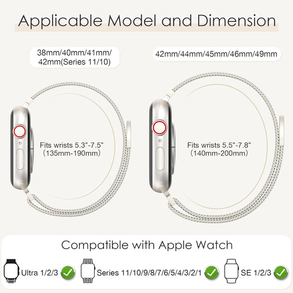 Original Milanese Loop Band Compatible with Apple Watch 38Mm 40Mm 41Mm 42Mm 44Mm 45Mm 46Mm 49Mm - Women & Men Magnetic Closure Adjustable Metal