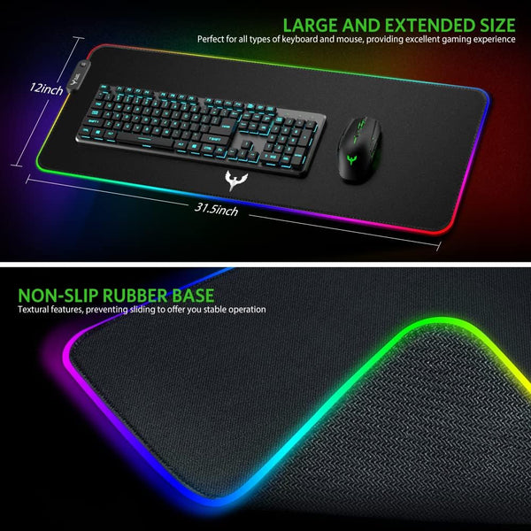 BladeHawks Extra Large RGB Gaming Mouse Pad-14 Light Modes, Extended Soft LED Mouse Pad, Anti-Slip Rubber Base, Computer Keyboard Mousepad Mat