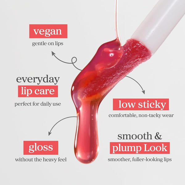 NOONI Korean Vegan Appleseed Lip Oil - Appleberry | Long-Lasting, Moisturizing, Plumping, Revitalizing for Dry Lips, Waterproof, No Peel Off,